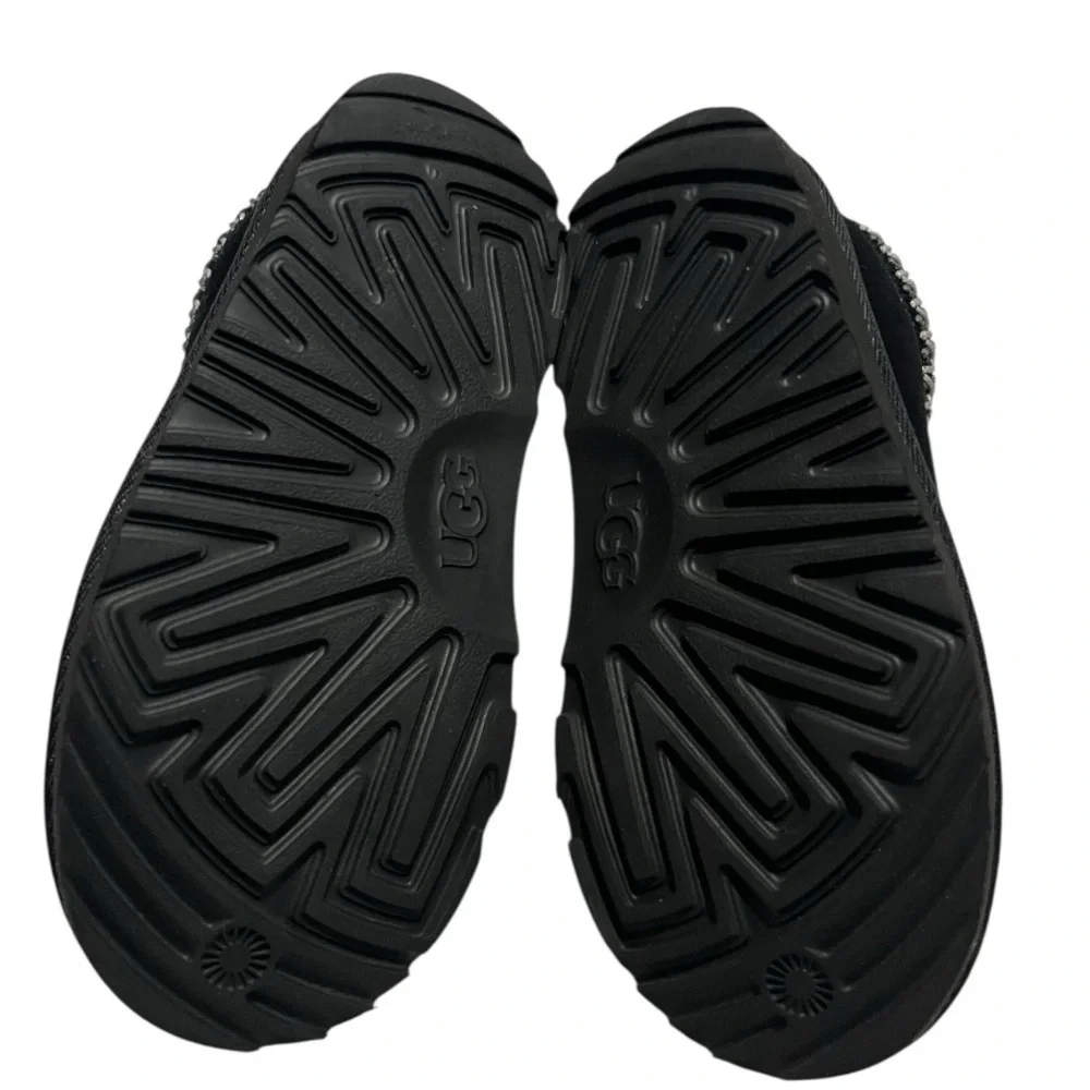 Toddler UGG Tasman Leather Slip On Slippers with Knitted Collar Sz 12